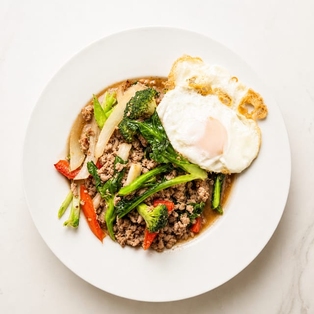 Pad Kra Pao with Rice.